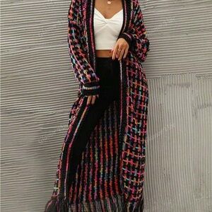 Multicolor Long Knit Cardigan